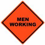 Men Working Roll-Up Sign w/vinyl pockets - 48x48"